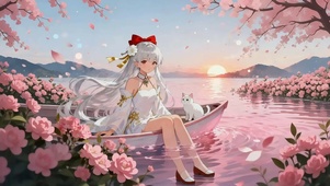 舟畔边银樱少女(4K动态静音）