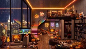 雨夜温馨房间