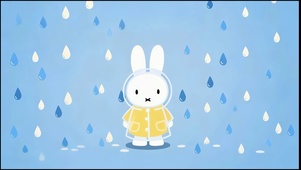 清新极简手绘蓝雨兔兔
