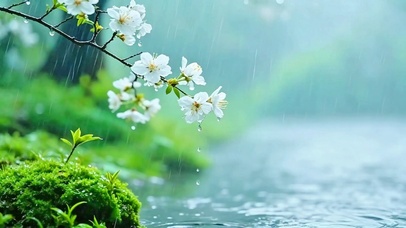 治愈梨花小雨4K