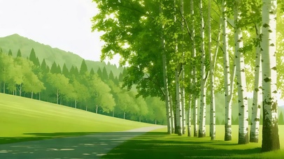 4K 清新旷野白桦林