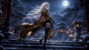 雪夜月下女武神