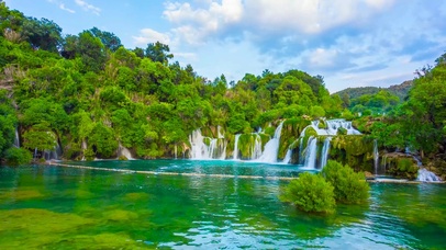 护眼绿色瀑布吸水