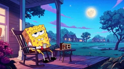 海绵宝宝后院乘凉