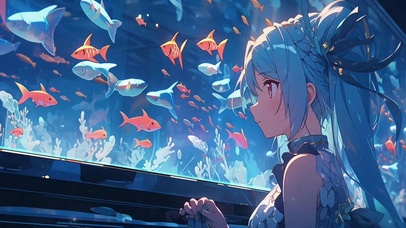 动漫女孩海洋馆