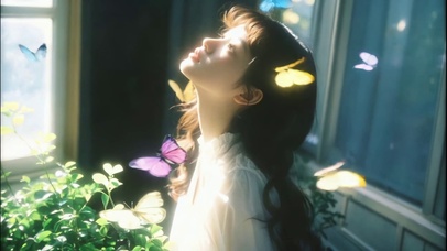 沐浴午后阳光的清新少女