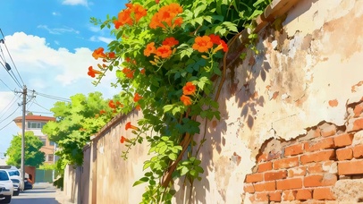 墙院外的爬山虎