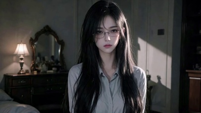 清冷氛围感长发眼镜美女