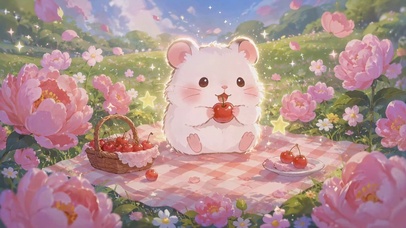花田野餐可爱仓鼠