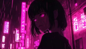 赛博朋克雨夜少女