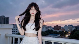 暮色天台清纯美女