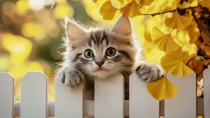银杏树下可爱的猫咪