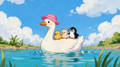 池塘里的小鸭子