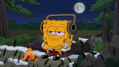 海绵宝宝冬季烤火