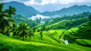 绿色护眼山水