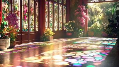 唯美园林建筑室内光影