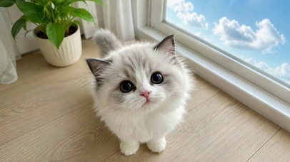 窗边可爱布偶小奶猫