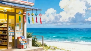 海边小卖部带鱼屏双屏