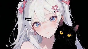超萌女孩和猫咪