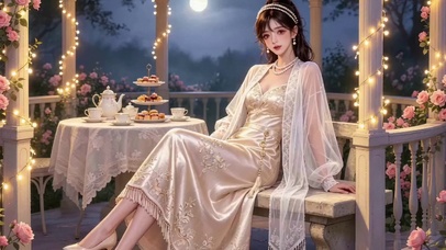 美女 夜景