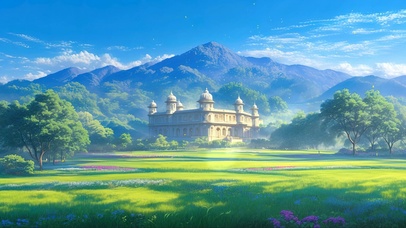 蓝天阳光欧式城堡