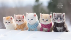 雪中萌猫咪