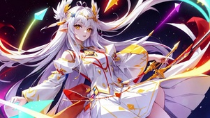 华丽高贵的白裙银发美少女