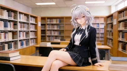 图书室里的美少女