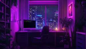 赛博朋克电脑房间