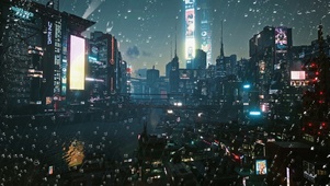 雨夜城市夜景