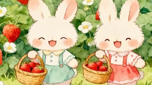 可爱萌宠兔子带鱼屏