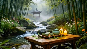 幽静竹林流水