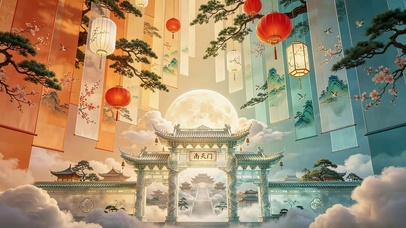 国风画轴山水