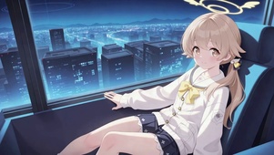 都市夜景窗边美少女