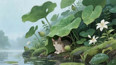 避雨萌猫