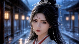 （免费）古风雨夜清冷汉服美人