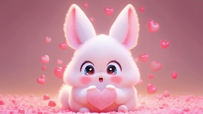 幸运祝福爱心小兔