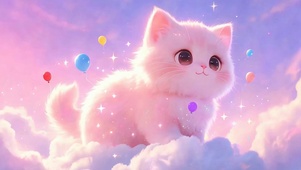 云朵上可爱猫咪