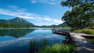 护眼绿景山川树木河流