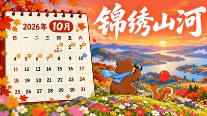 锦绣山河秋日十月风景日历