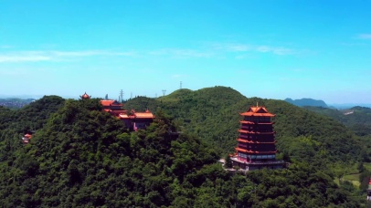 4K贵阳清镇巢凤寺寺庙高塔建筑