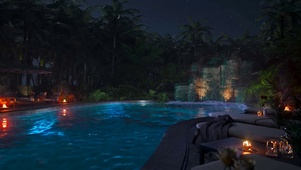 夜晚泳池景观