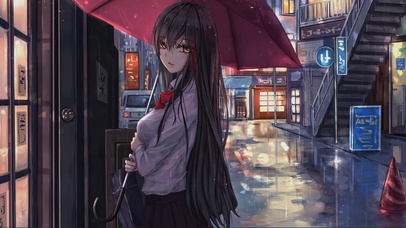 雨夜街道女孩