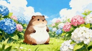 花丛中的小胖子