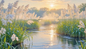 暖阳下的芦苇丛