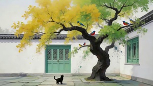 小院树上小鸟