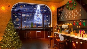 冬季舒适温暖圣诞咖啡厅