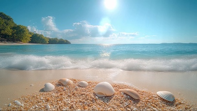 蓝天阳光清新海滩