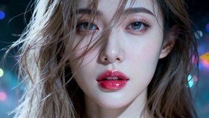 真人写实绝美容颜值少女面部特写