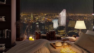 温馨午夜雨天卧室